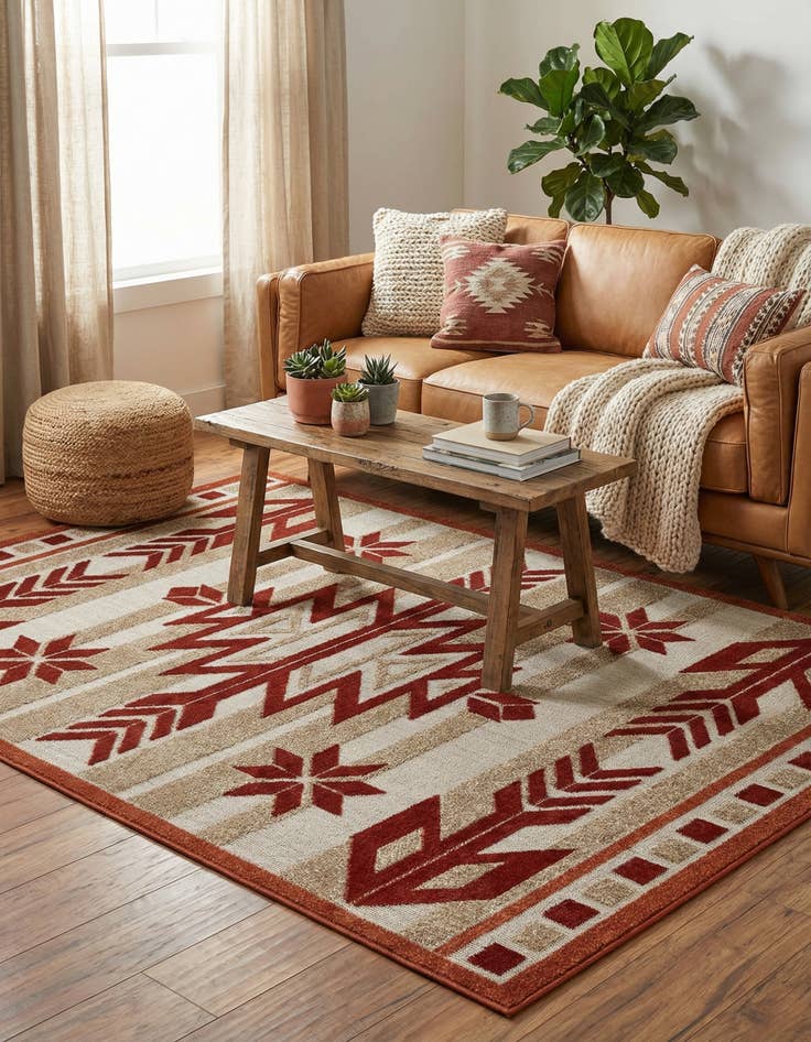 Detail image of 4' x 6' Easy-Clean Modern Indoor / Outdoor Rug