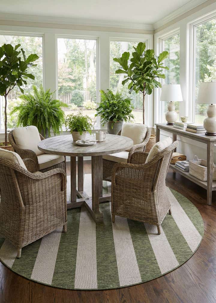 10' x 10' Easy-Clean Ribbon Indoor / Outdoor Round Rug