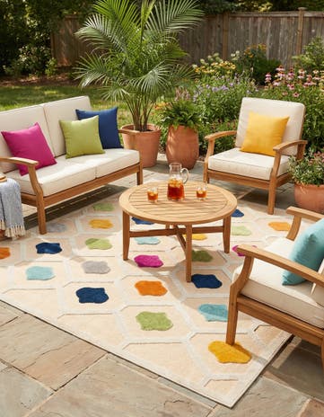 Beige Easy-Clean Aruba Indoor / Outdoor Square Rug