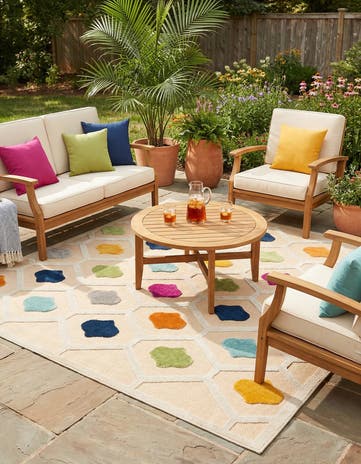Beige Easy-Clean Aruba Indoor / Outdoor Square Rug