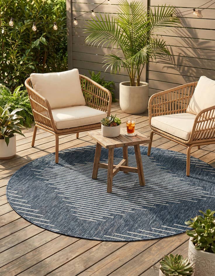Detail image of 4' x 4' 5  Washable Modern Indoor / Outdoor Round Rug
