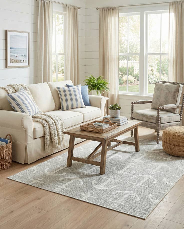 Detail image of 4' x 6' Easy-Clean Coastal Indoor / Outdoor Rug