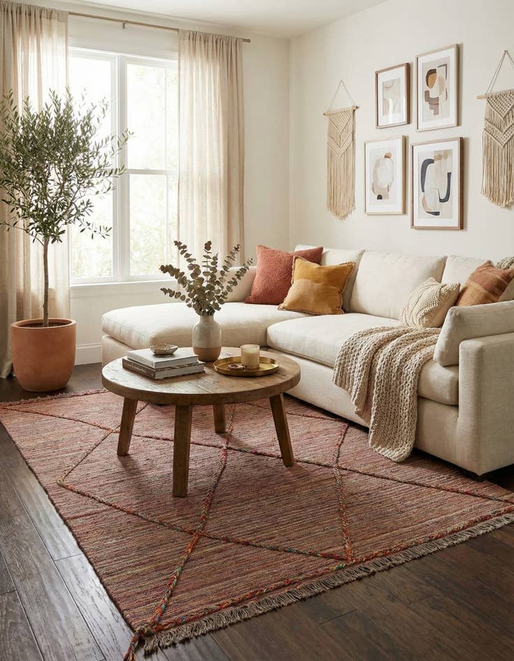 Detail image of 5' 6 x 8'  Hand Knotted Moroccan Wool Rug