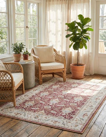 Burgundy Red Washable Timeless Rug