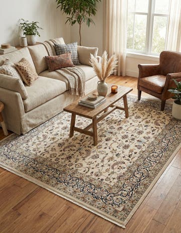 Ivory Nain Design Square Rug