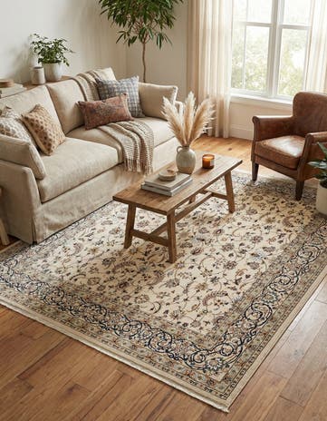 Ivory Nain Design Square Rug