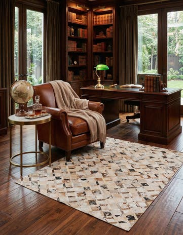 5' x 8' Cowhide Leather Rug