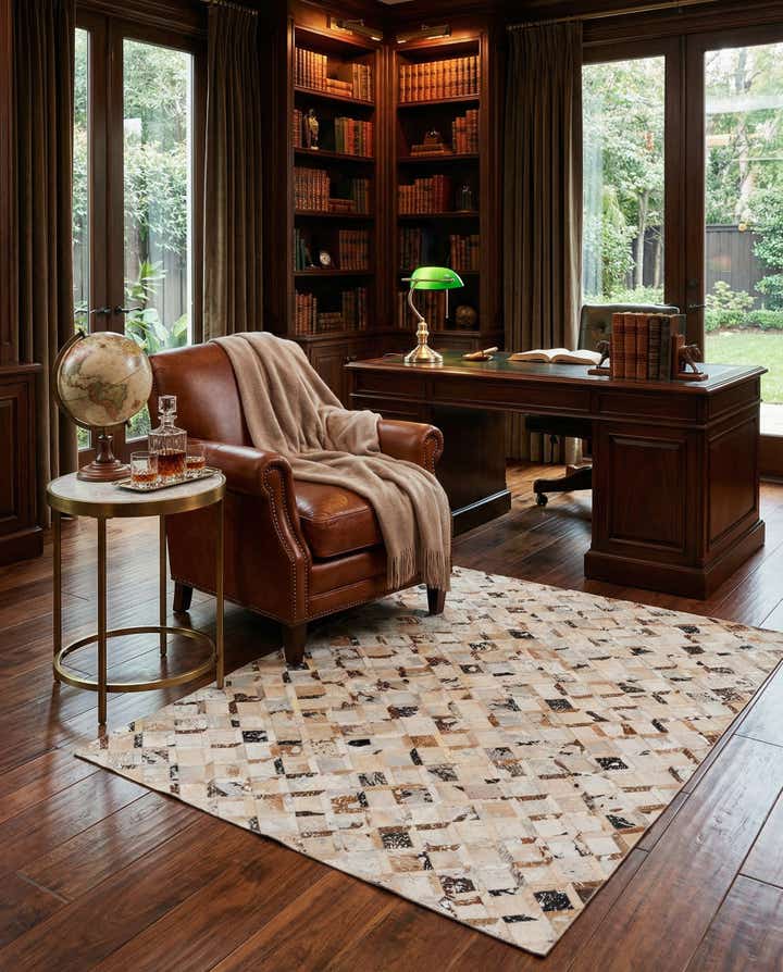 5' x 8' Cowhide Leather Rug