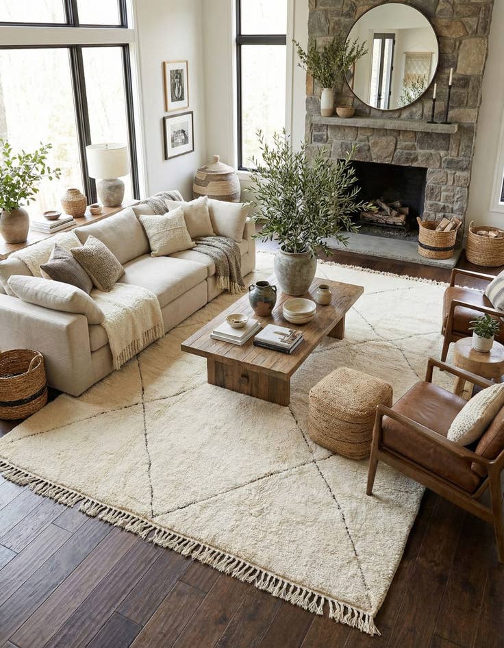 Detail image of 8' 8 x 11'  Hand Knotted Moroccan Wool Rug