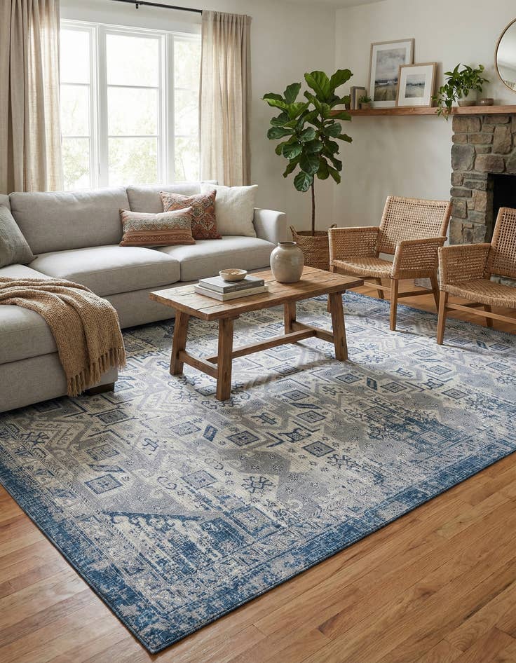 Detail image of 10' x 13'  Washable Aztec Indoor / Outdoor Rug