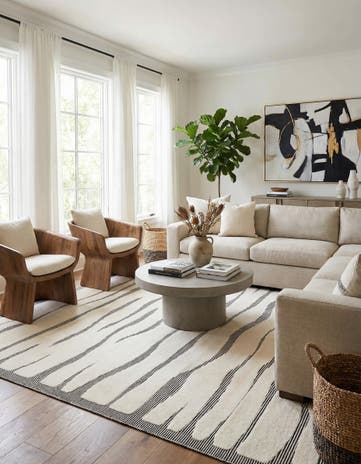 Ivory White Prismatic Square Rug
