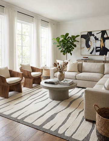 Ivory White Prismatic Square Rug