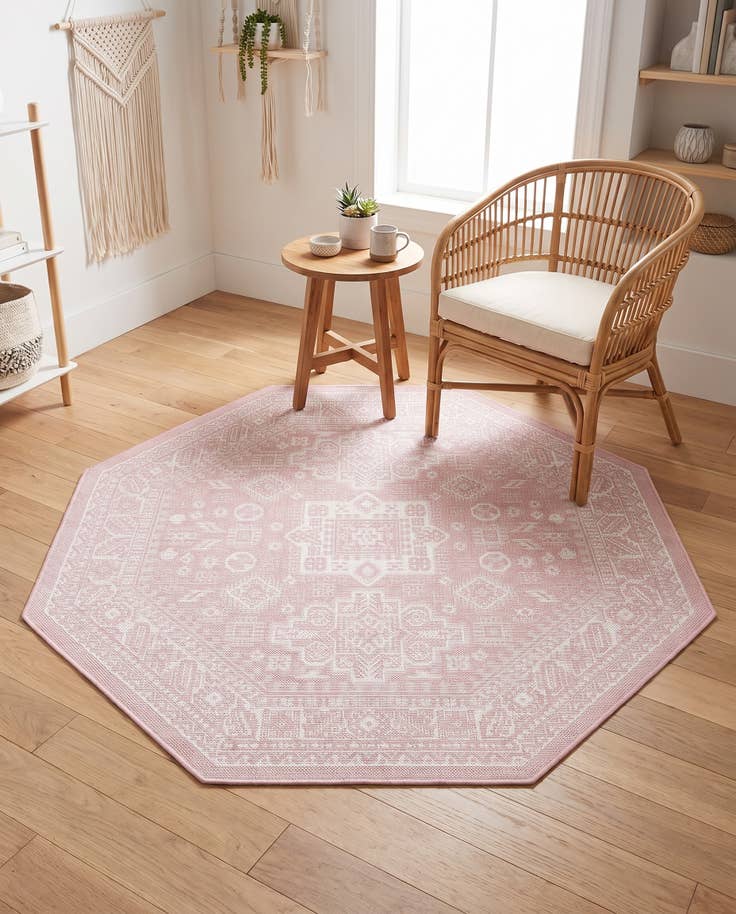 Detail image of 5' 3 x 5' 3 Easy-Clean Aztec Indoor / Outdoor Octagon Rug