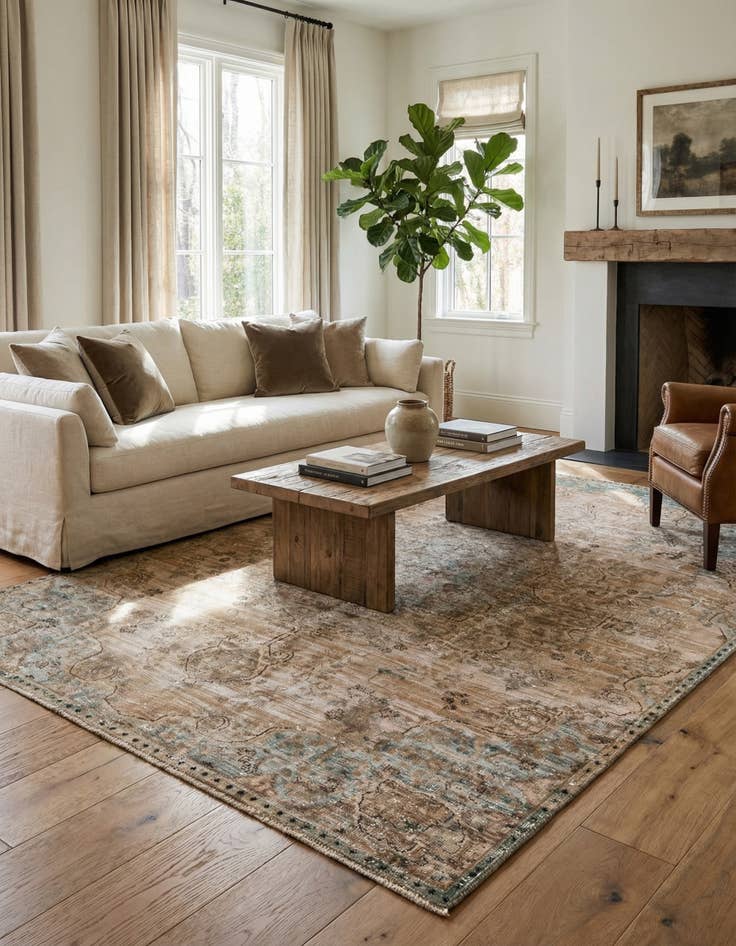 Detail image of 6' 9 x 9' 7  Hand Knotted Ultra Vintage Persian Wool Rug