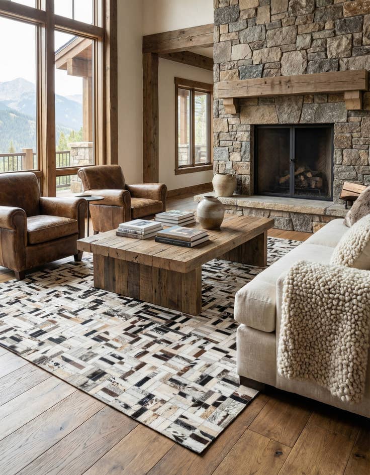 Detail image of 5' x 7' 10 Cowhide Leather Rug