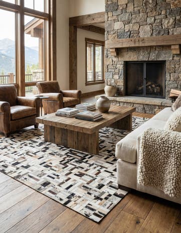 5' x 7' 10 Cowhide Leather Rug