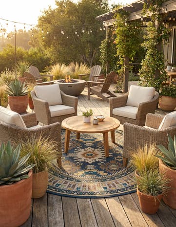 7' 10 x 7' 10 Easy-Clean Baja Indoor / Outdoor Round Rug