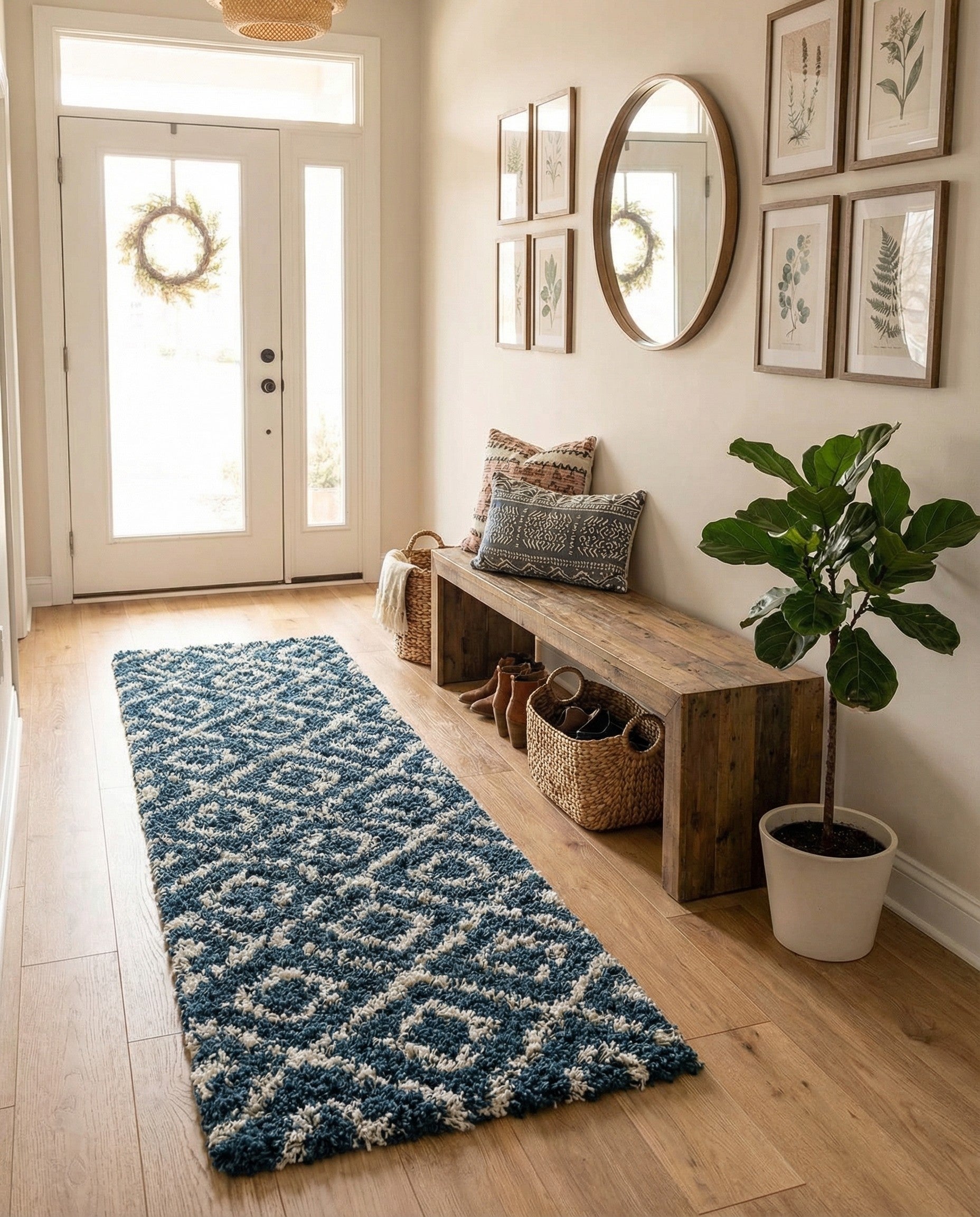  2' x 6' Lattice Shag Runner Rug