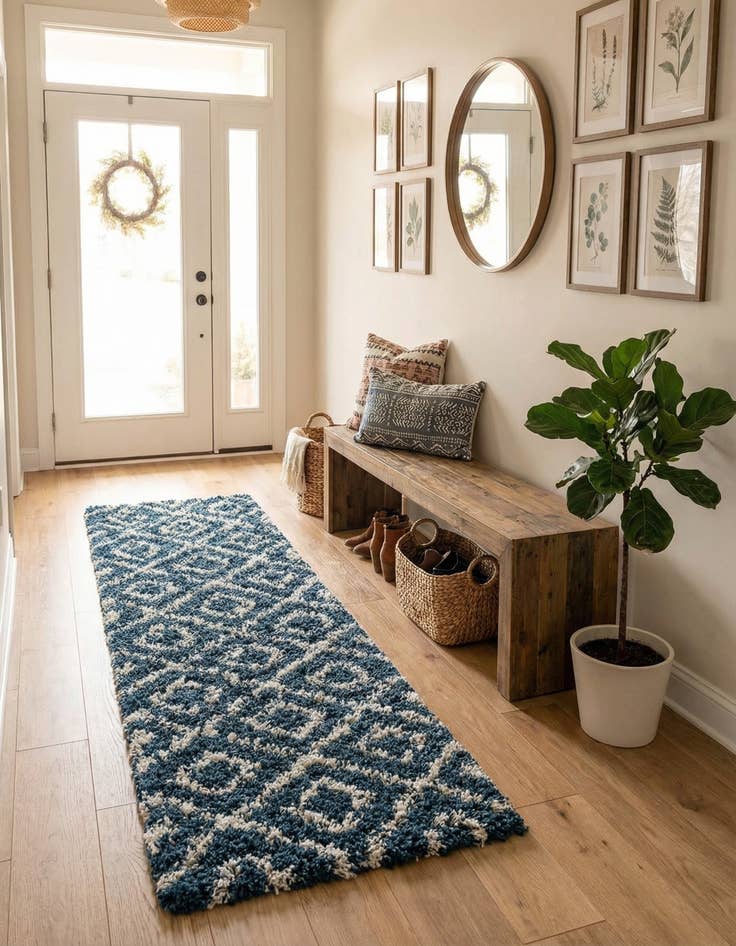 Detail image of 2' x 6' Trellis Shag Runner Rug