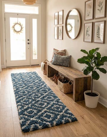 2' x 6' Lattice Shag Runner Rug