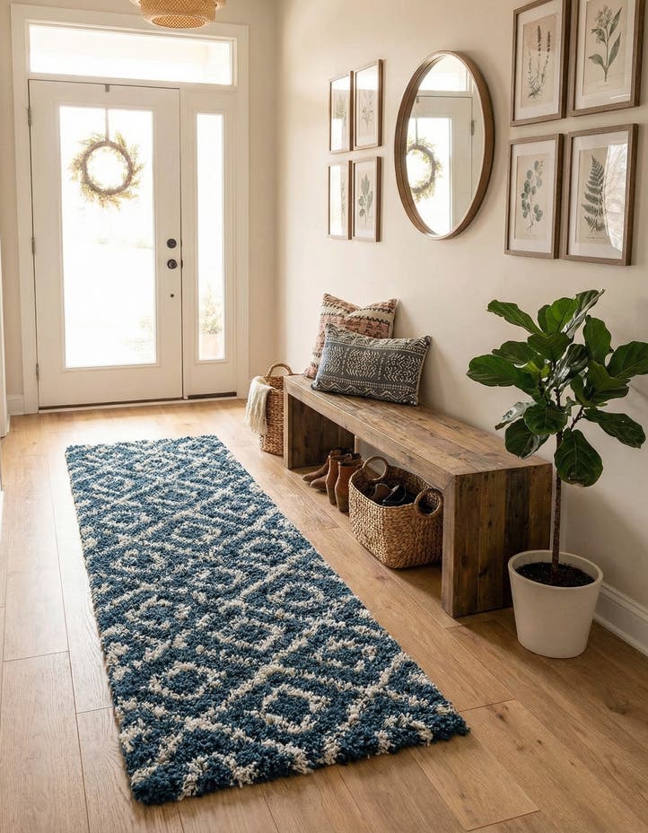 2' x 6' Lattice Shag Runner Rug