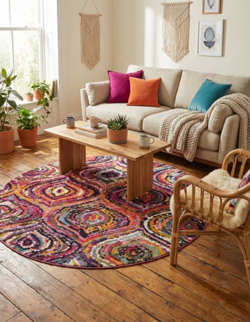 Washable Hyacinth Round Rug