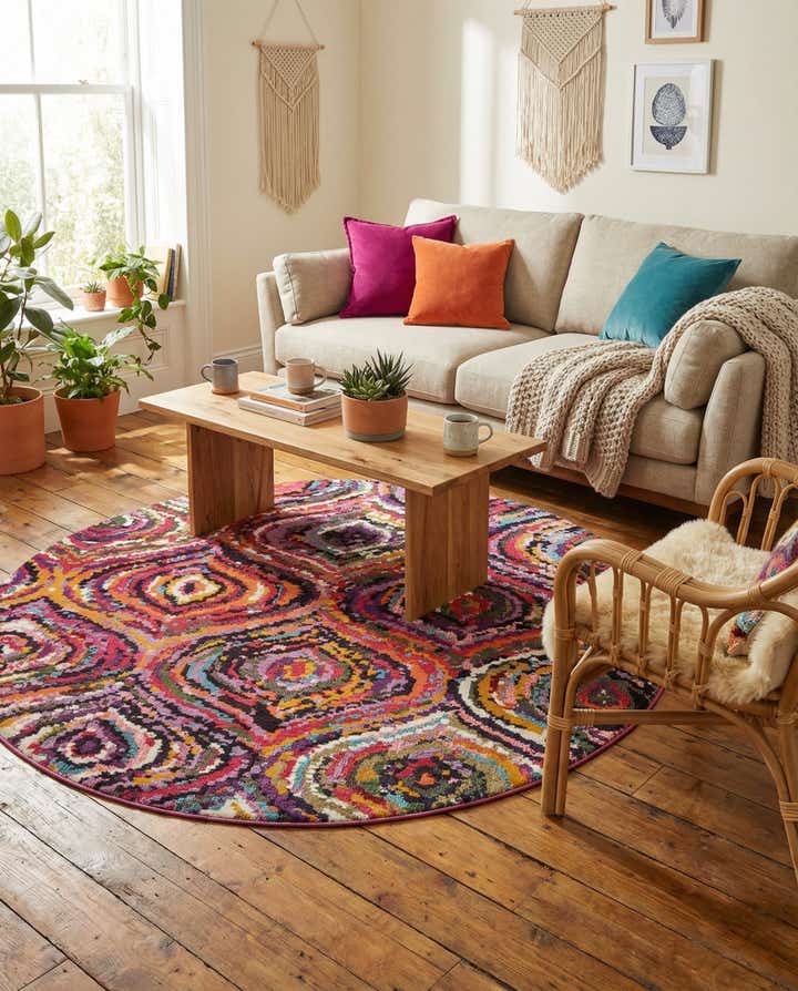 245cm x 245cm Lavable Casablanca Tapis Rond