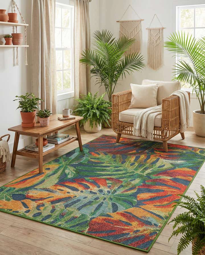 5' 3 x 8' Easy-Clean Baja Indoor / Outdoor Rug