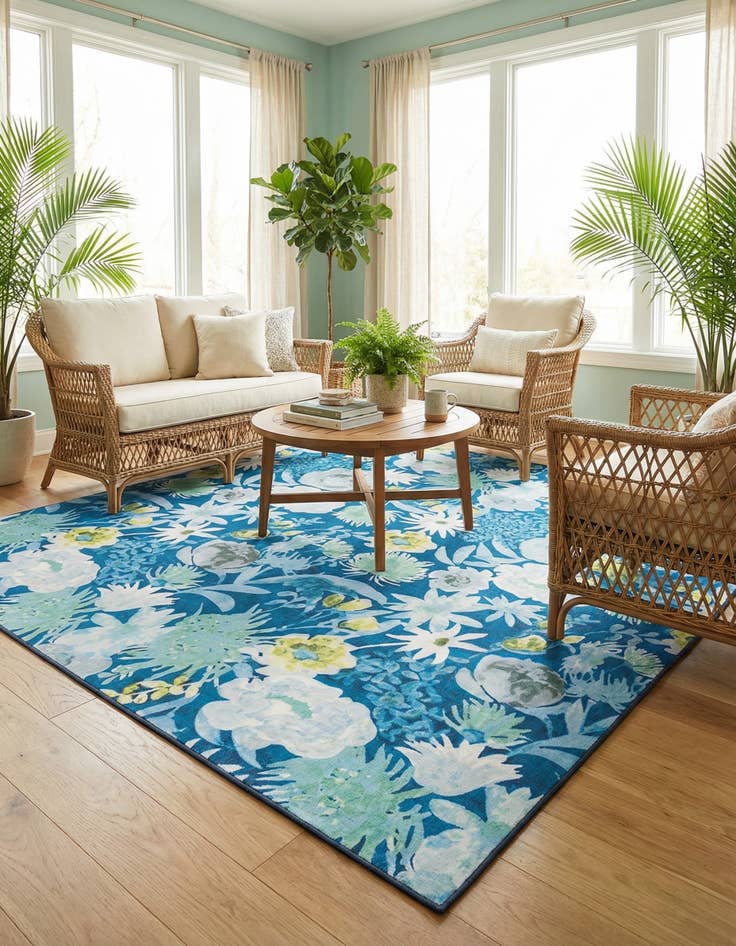 Detail image of 10' x 10' Easy-Clean Jill Zarin Caribbean Indoor / Outdoor Square Rug