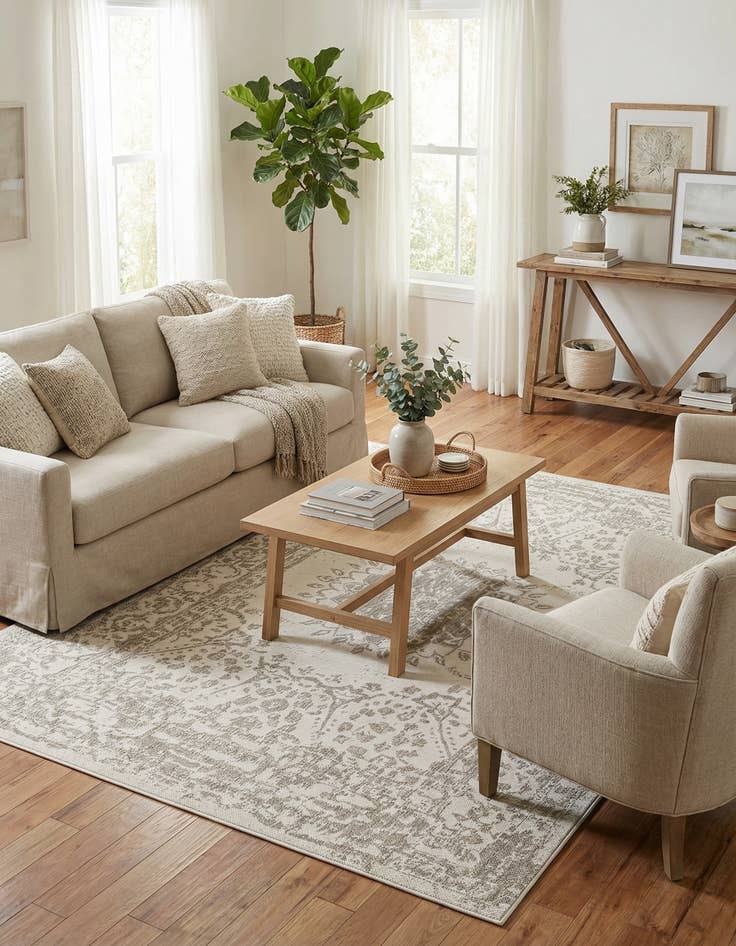 Detail image of  6' x 9'  Washable Traditional Indoor / Outdoor Rug