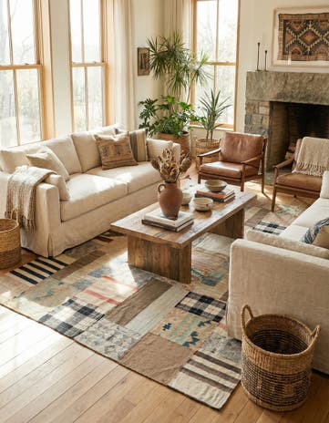 6' 5 x 9' 5 Hand Woven Kilim Patchwork Wool Rug