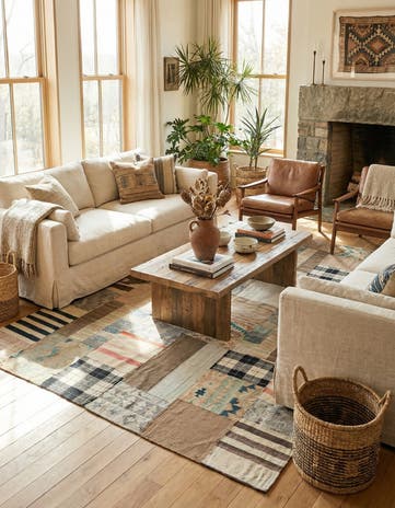 6' 5 x 9' 5 Hand Woven Kilim Patchwork Wool Rug