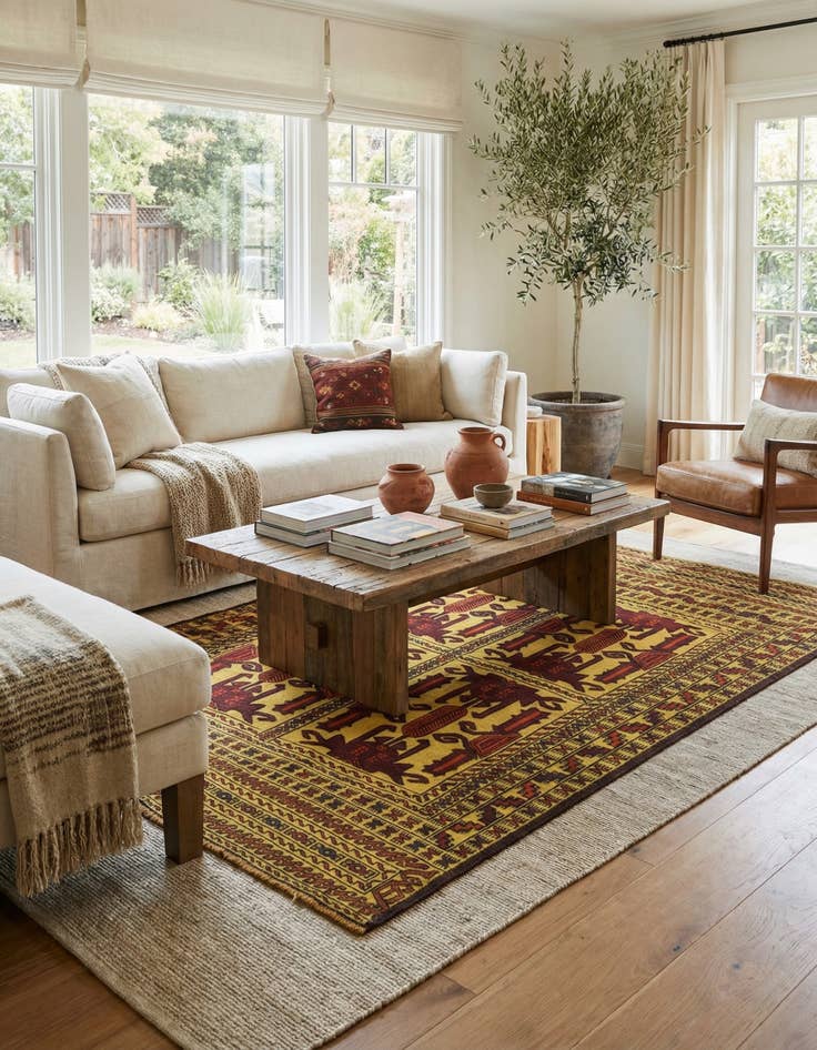 Detail image of 3' 10 x 6'  Hand Woven Kilim Afghan Wool Rug