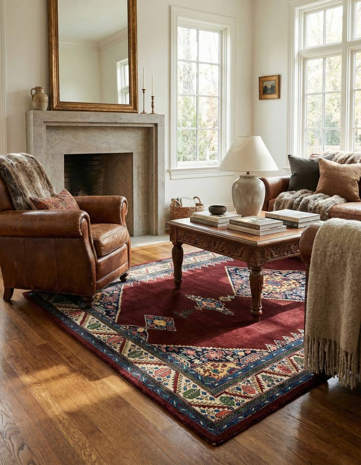 Detail image of 4' 3 x 6' 4  Hand Knotted Bokhara Oriental Wool Rug