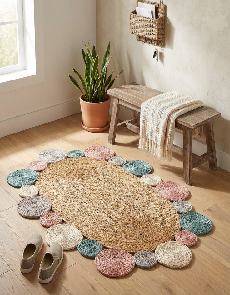 Detail image of  2' x 3' 1  Hand Braided Jute Oval Rug