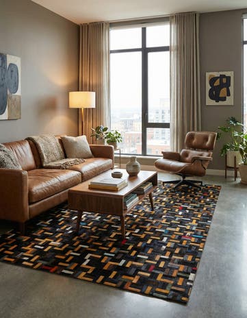 5' 1 x 8' Cowhide - Patchwork Rug