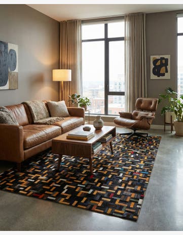 5' 1 x 8' Cowhide - Patchwork Rug