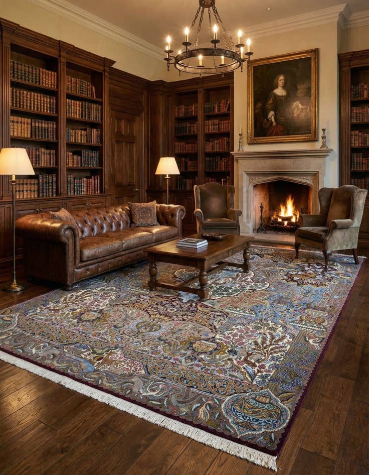 Detail image of 9' 11 x 13'  Hand Knotted Kashmar Persian Wool Rug