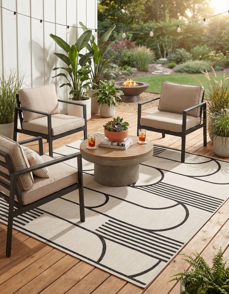 Detail image of  10' x 10'  Washable Modern Indoor / Outdoor Square Rug