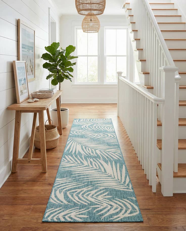 Detail image of 2' 7 x 10' Easy-Clean Botanical Indoor / Outdoor Runner Rug
