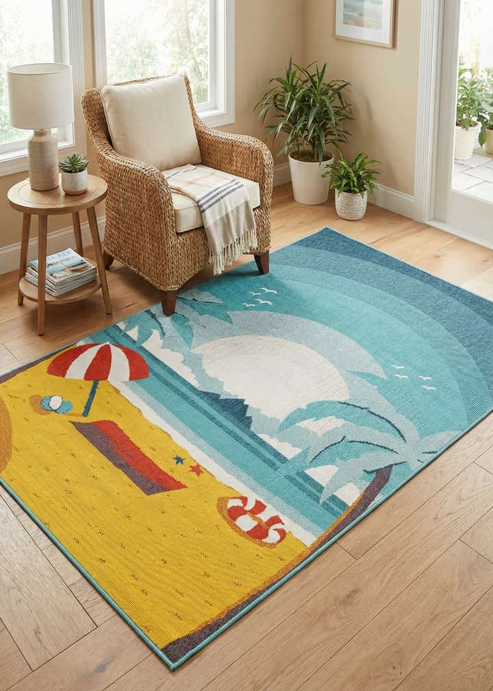 5' x 8' Easy-Clean Coastal Indoor / Outdoor Rug
