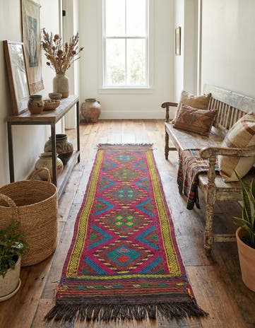 2' x 8' 2 Hand Knotted Kilim Fars Persian Wool Runner Rug