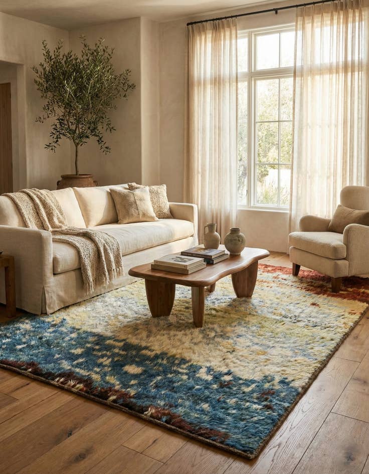 Detail image of  5' x 6' 4  Hand Knotted Darya Wool Rug