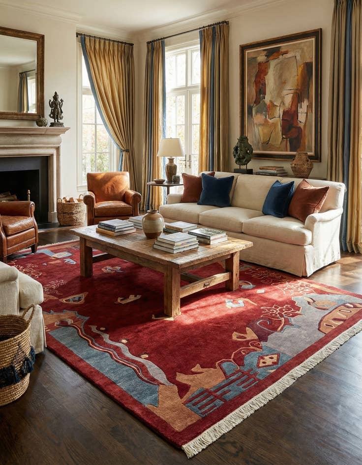 Detail image of 6' 7 x 9' 11  Hand Knotted Tibet Wool Rug