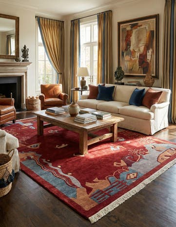 6' 7 x 9' 11 Hand Knotted Tibet Wool Rug