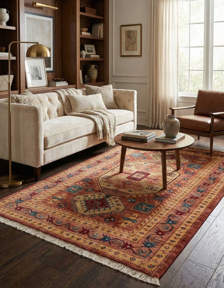 Detail image of 5' 1 x 7' 1 Hand Knotted Ziegler Wool Rug