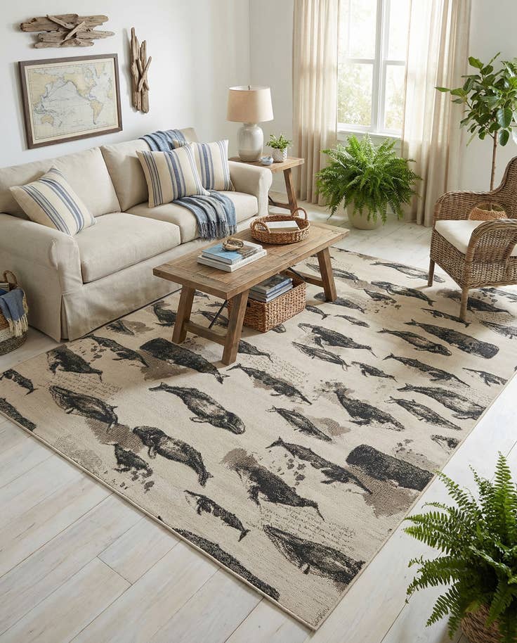 Detail image of 7' 10 x 10' Easy-Clean Coastal Indoor / Outdoor Rug