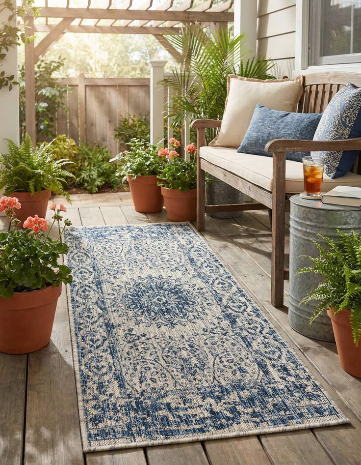 Detail image of 2' x 4'  Washable Traditional Indoor / Outdoor Runner Rug