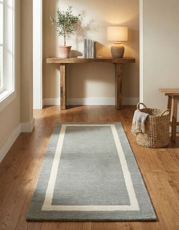 Earl Gray Jill Zarin Border Wool Runner Rug