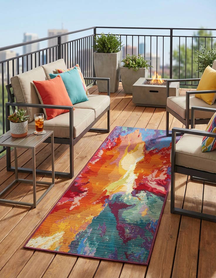 Detail image of 2' x 4'  Washable Modern Indoor / Outdoor Runner Rug